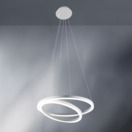 Lampadario led 60w 3000k bianco moderno hurricane vivida