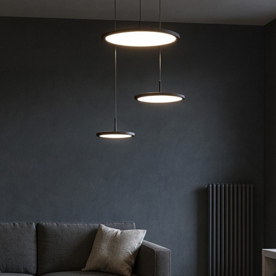 Lampadario moderno per soggiorno led 45w 3000k 4000k nero vivida