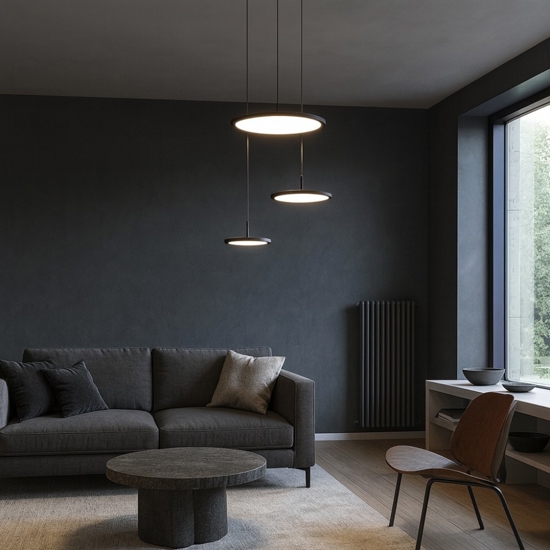 Lampadario moderno per soggiorno led 45w 3000k 4000k nero vivida