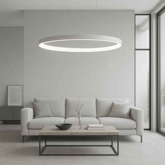 Lampadario titanio ovale led 40w 3000k 4000k vivida lifering-o