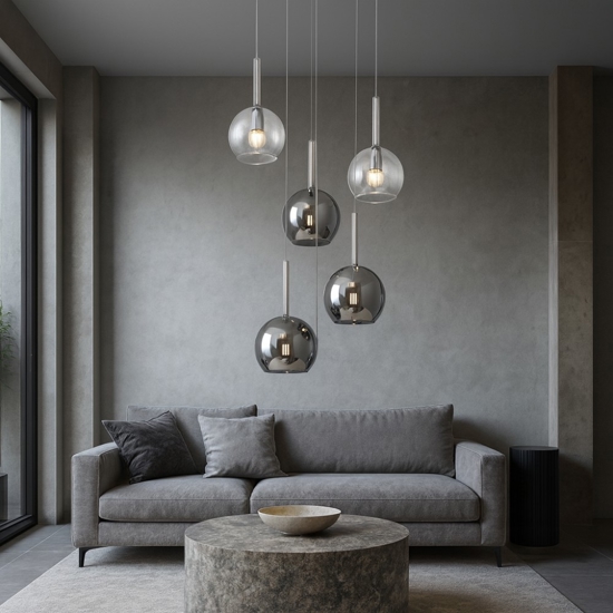 Lampadario moderno per soggiorno vetri pendenti a grappolo