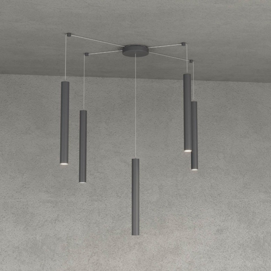 Lampadario moderno antracite con decentramento per soggiorno