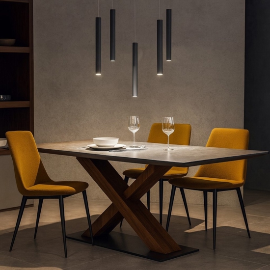 Lampadario moderno antracite con decentramento per soggiorno