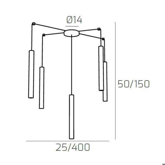 Lampadario moderno antracite con decentramento per soggiorno