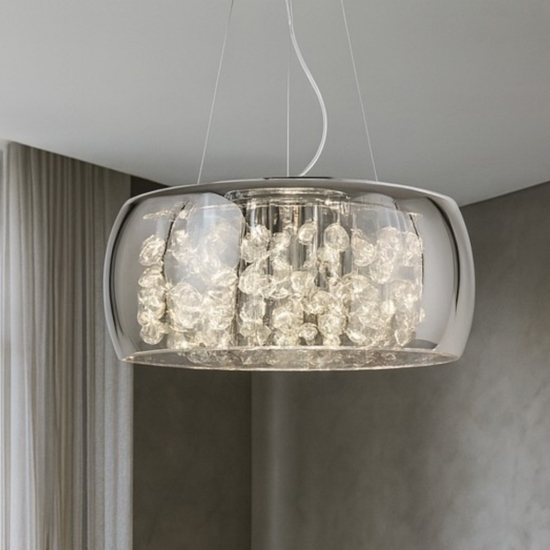 Ideal lux audi-80 sp8 lampadario moderno per salotto vetro fume' otto luci