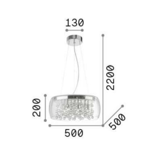 Ideal lux audi-80 sp8 lampadario moderno per salotto vetro fume' otto luci