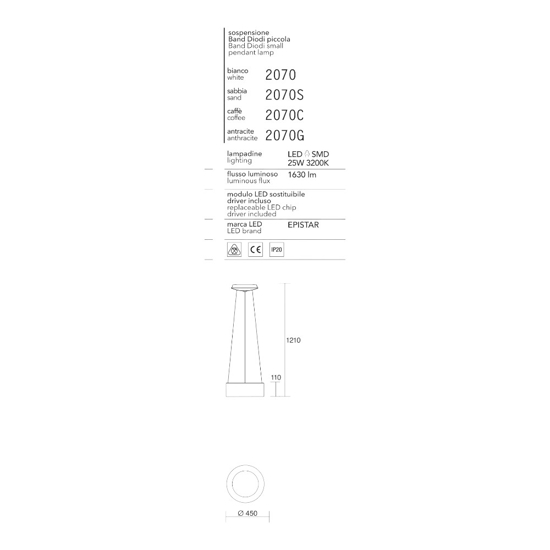 Affralux band diodi antracite lampadario cerchio led 45cm moderno