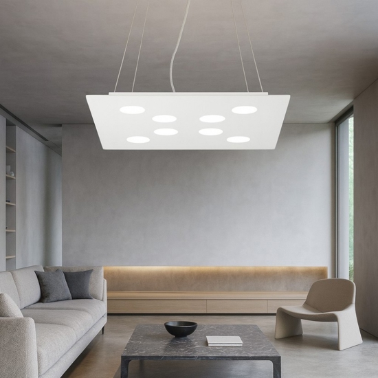 Affralux flet lampadario quadrato moderno bianco