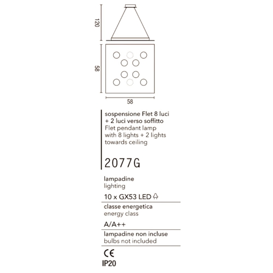 Affralux flet lampadario quadrato moderno bianco