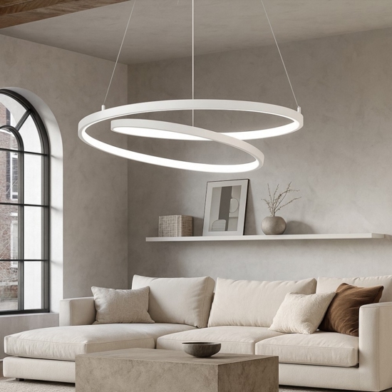 Oz sp d80 on-off bianco ideal lux lampadario per soggiorno moderno led 59w 3000k