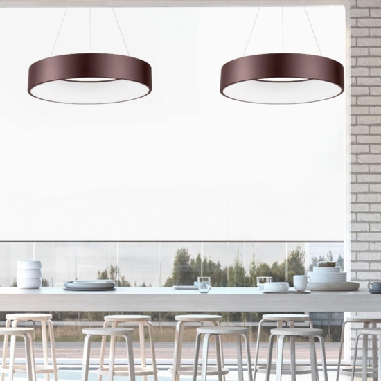 Lampadario cerchio 60cm moderno led 42w 3000k marrone