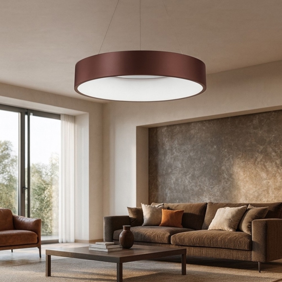 Lampadario cerchio 60cm moderno led 42w 3000k marrone