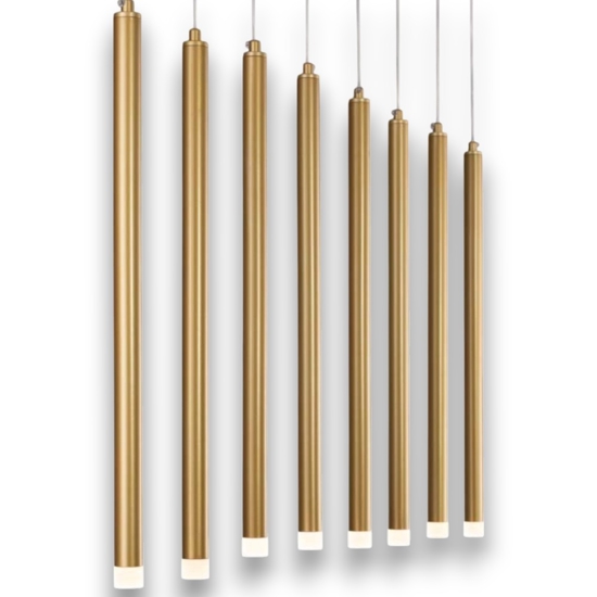 Lampadario oro per soggiorno moderno cilindri pendenti