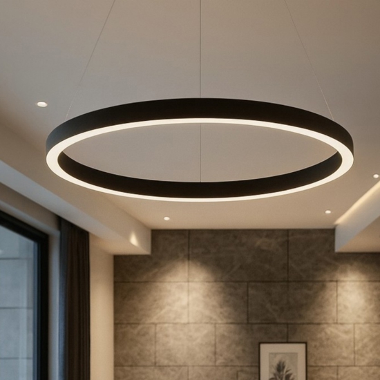 Lampadario moderno gea luce criseide s-g nero  led 80w 3000k
