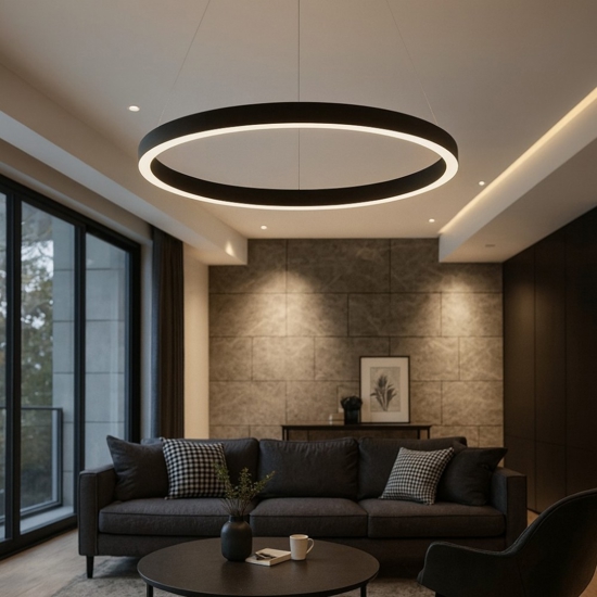 Lampadario moderno gea luce criseide s-g nero  led 80w 3000k