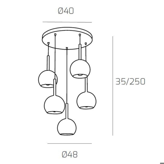 Lampadario top light moderno per salotto sfere vetro cromo