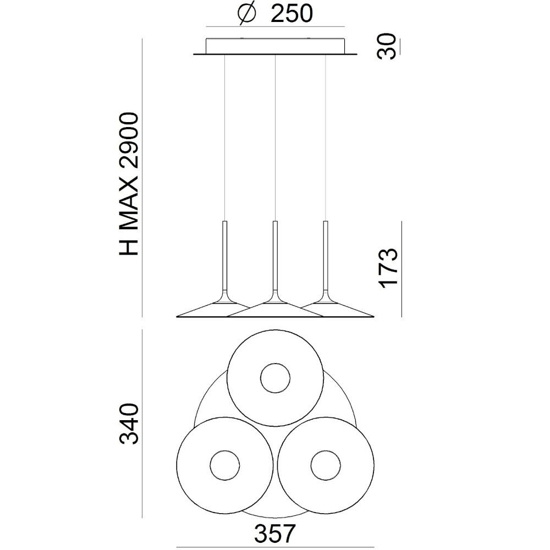 Lampadario per soggiorno poe p3 terracotta linea light led 19w 3000k