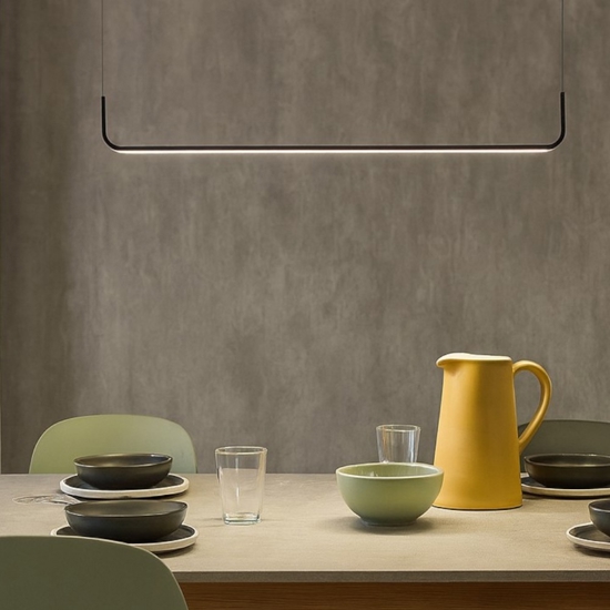 Lampadario moderno orizzontale nero per tavolo da pranzo