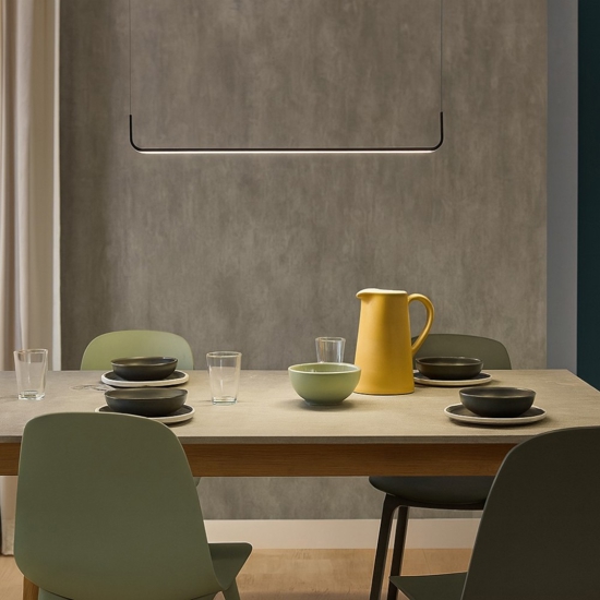 Lampadario moderno orizzontale nero per tavolo da pranzo