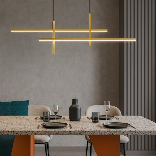 Lampadario moderno design oro per sala da pranzo