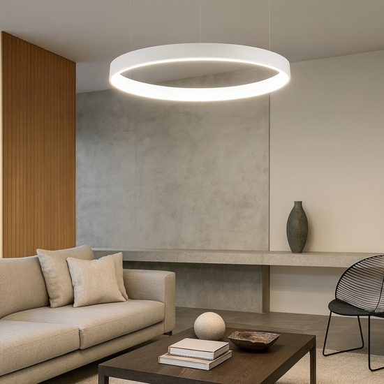 Lampadario cerchio bianco 60cm led 3000k dimmerabile