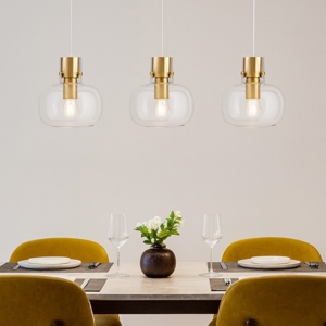 Lampadario oro vetri trasparenti da soggiorno