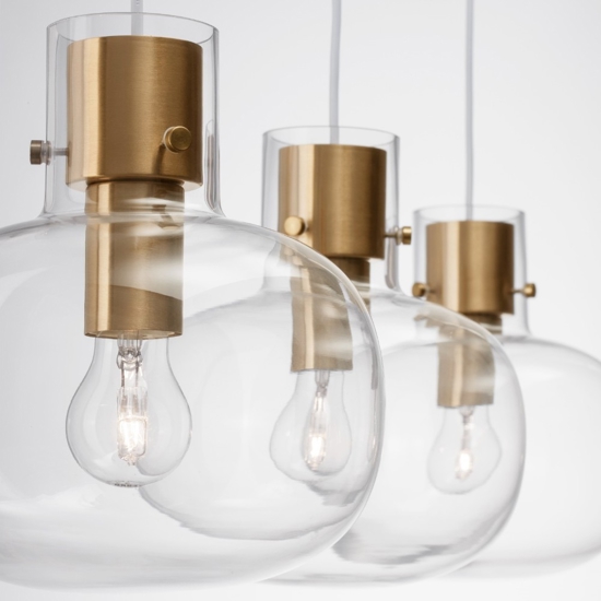 Lampadario oro vetri trasparenti da soggiorno