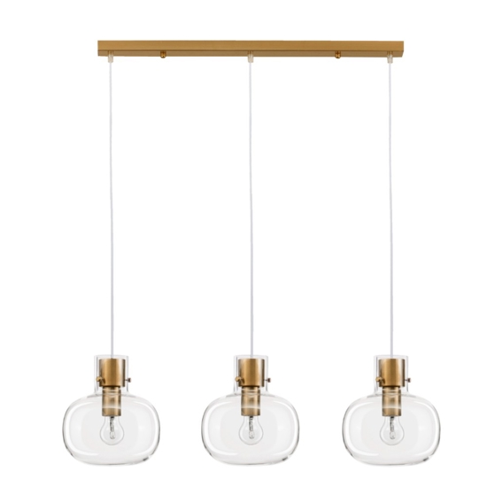 Lampadario oro vetri trasparenti da soggiorno