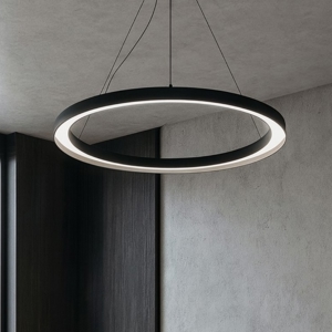 Visualizza i dettagli per Linea light lira lampadario anello led 3000k nero ip65 Linea light lira lampadario anello led 3000k nero ip65