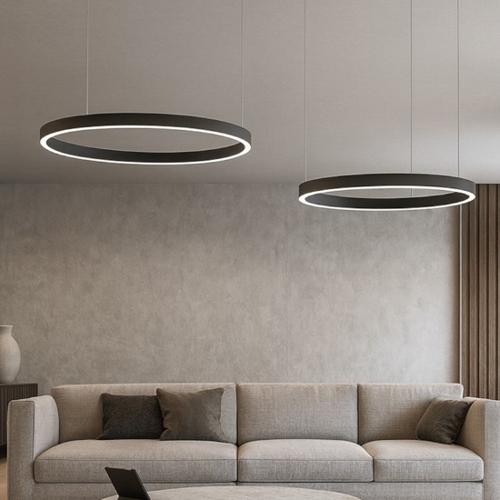 Gea luce lampadario criseide nero cerchi moderno led 100w 3000k