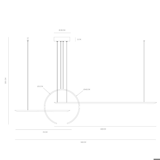 Lampadario moderno vivida in&out bianco led 52w 3000k 4000k