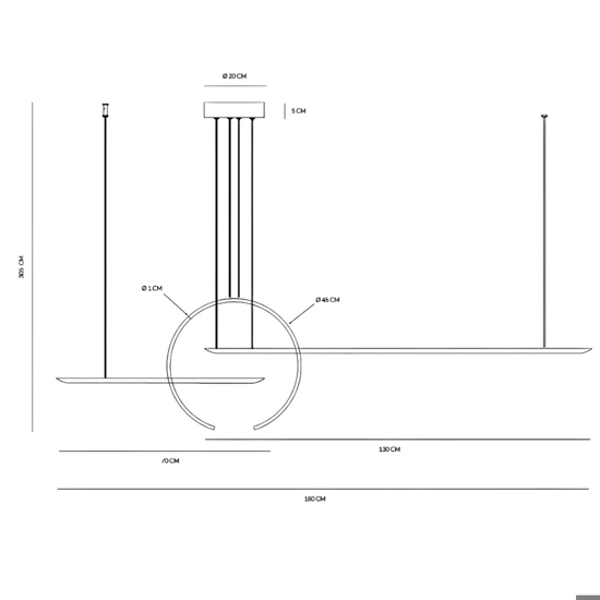 Vivida in&out lampadario moderno nero led 50w 3000k 4000k