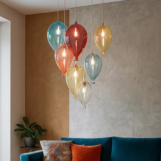 Ideal lux clown sp7 lampadario moderno palloncini multicolor
