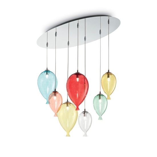Ideal lux clown sp7 lampadario moderno palloncini multicolor