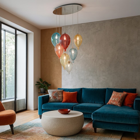 Ideal lux clown sp7 lampadario moderno palloncini multicolor