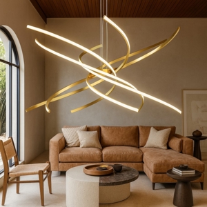 Lampadario moderno tornado gold led 69w 3000k 4000k