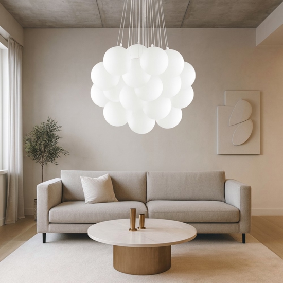 Ideal lux mapa plus sp22 lampadario 22 luci per salotto sfere vetro