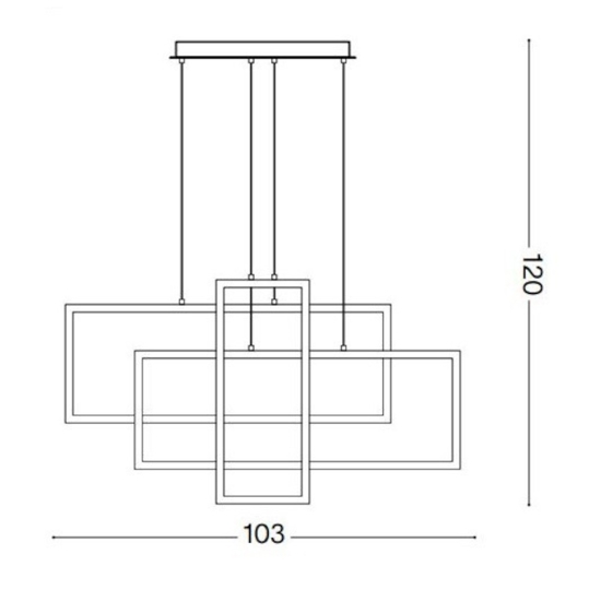 Frame sp rettangolo ideal lux lampadario particolare led 93w 3000k nero