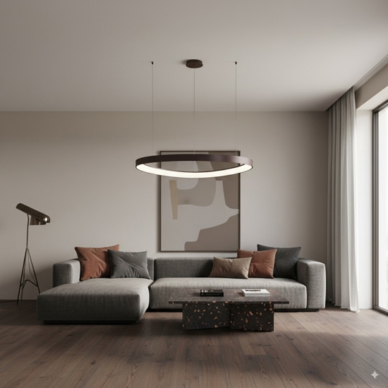 Lampadario per soggiorno moderno marrone led 48w 3000k dimmerabile