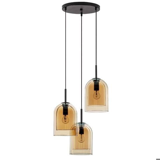 Lampadario moderno doppi vetri ambra trasparente