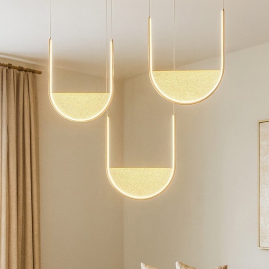 Ondaluce lotus 3r oro lampadario led moderno vetro ambra
