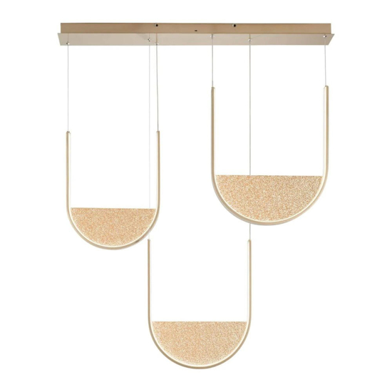 Ondaluce lotus 3r oro lampadario led moderno vetro ambra