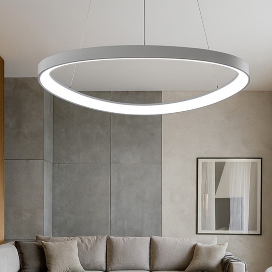 Lampadario moderno titanio rotondo led 48w 3000k 4000k dimmerabile vivida lifering
