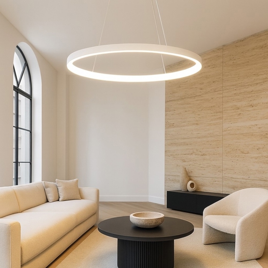 Vivida lifering-o lampadario moderno bianco led 50w 3000k 4000k ovale