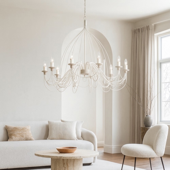 Corte sp12 ideal lux lampadario bianco shabby chic 12 luci