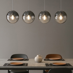 Lampadario per soggiorno sfere vetro fume