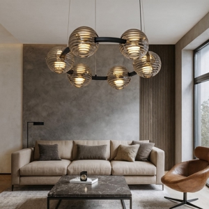 Visualizza i dettagli per Lampadario led 60w 3000k moderno bocce di vetro fume per soggiorno Lampadario led 60w 3000k moderno bocce di vetro fume per soggiorno