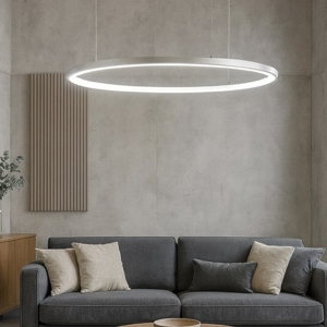 Lampadario cerchio led 60cm grigio champagne