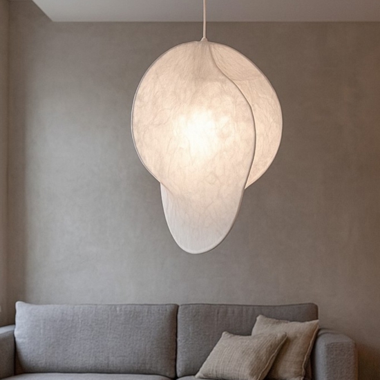 Lampadario bianco design moderno in seta di gelso 50cm