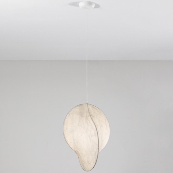 Lampadario bianco design moderno in seta di gelso 50cm